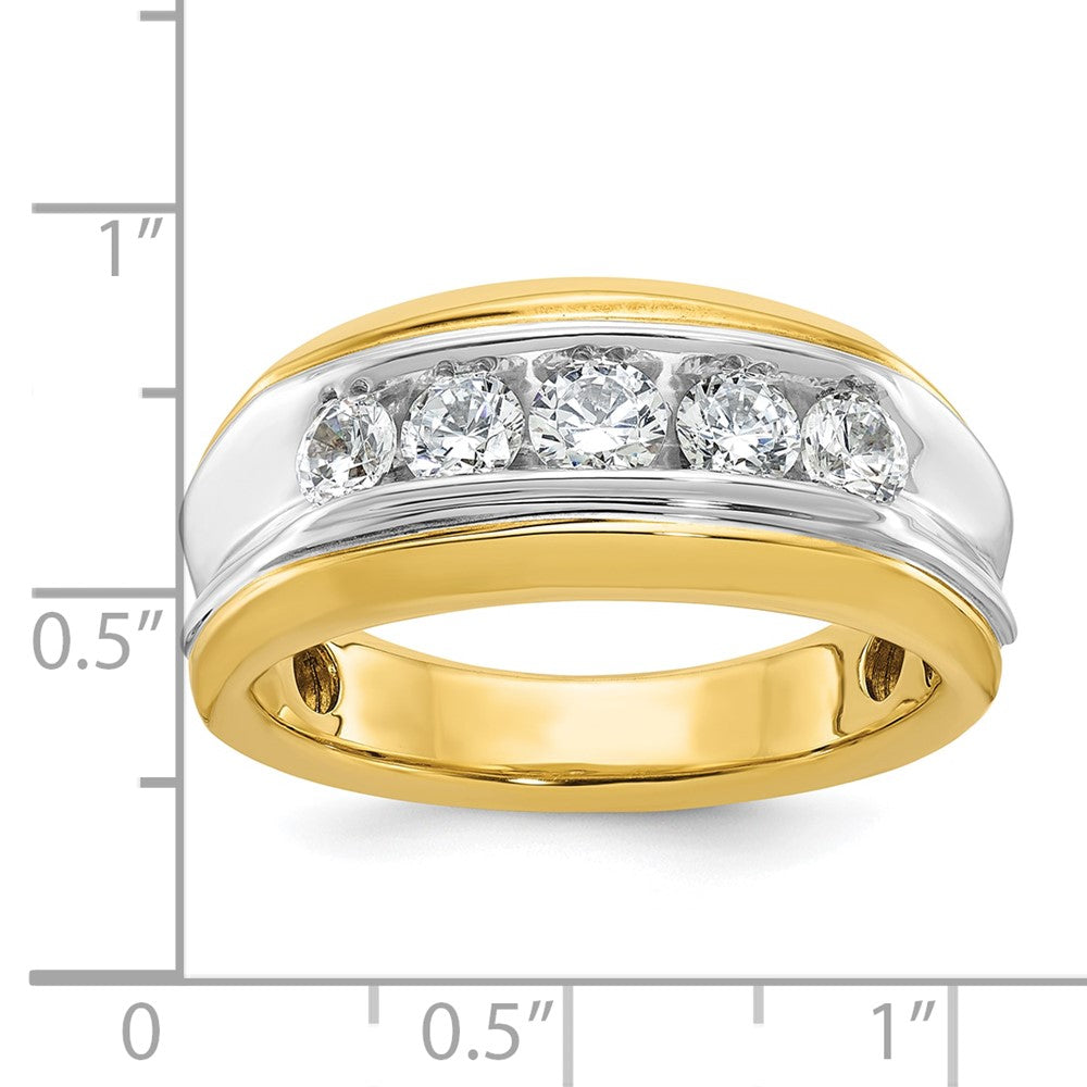 IBGoodman 14k Two-tone Men's Polished and Grooved 5-Stone Ring Mounting