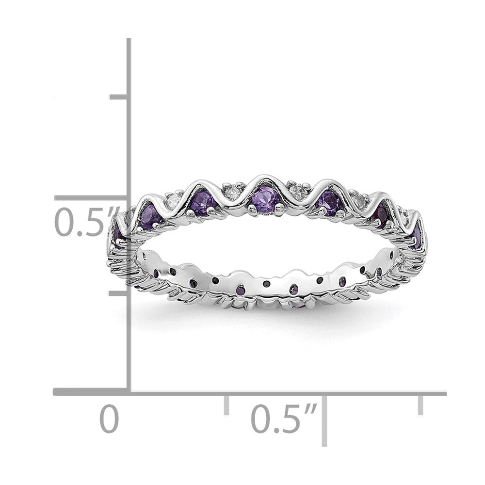 Sterling Silver Stackable Expressions Diamond & Amethyst Ring