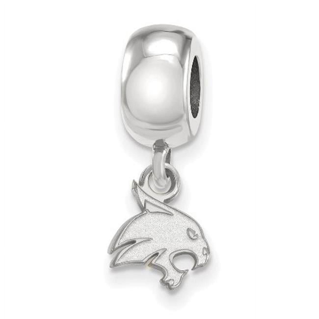 Sterling Silver Rhodium-plated LogoArt Texas State University Bobcat Extra Small Dangle Bead Charm