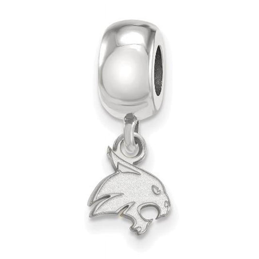 Sterling Silver Rhodium-plated LogoArt Texas State University Bobcat Extra Small Dangle Bead Charm