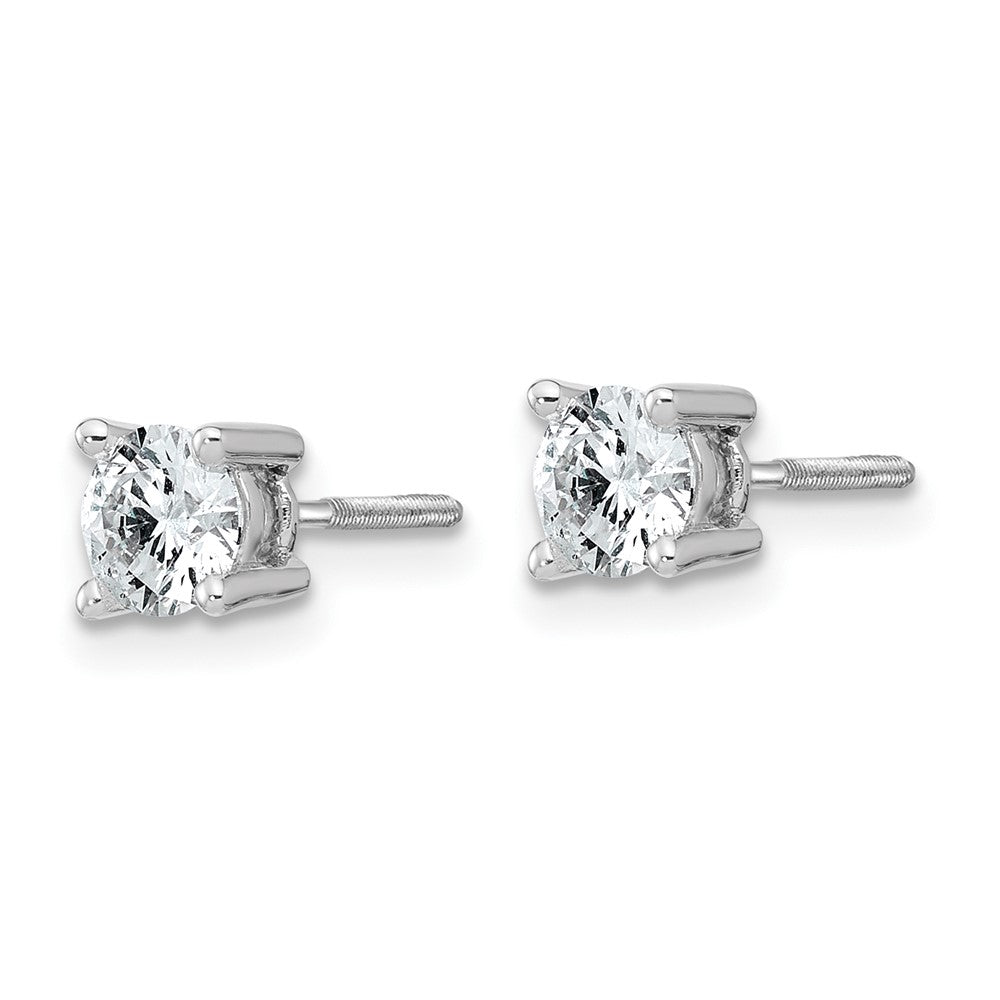 14k White Gold 3/4 ctw Lab Grown Diamond VS+ F+ Round 4 Prong Heavy Wt. Screwback Stud Earrings