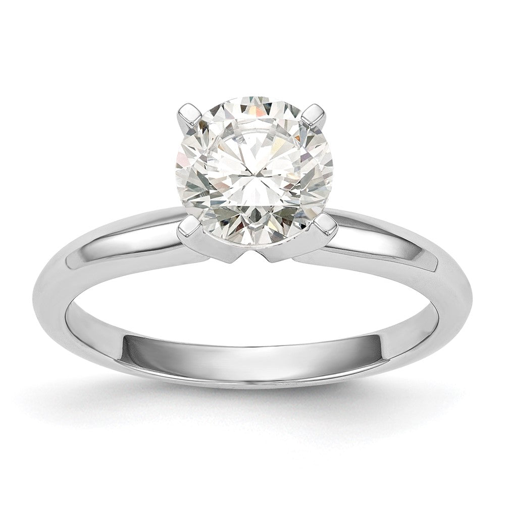 14k White Gold 2 carat Lightweight Knife Edge/Half-Round 4-Prong Round Solitaire Ring Mounting