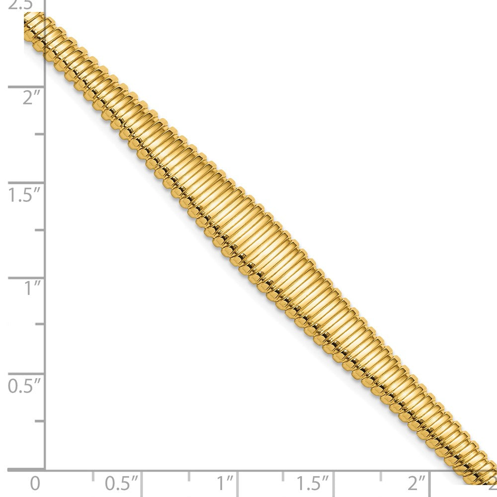 14K Polished Ridged Graduated Bracelet 7.5  inches