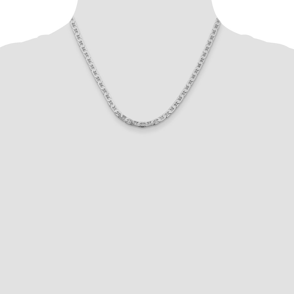Sterling Silver Rhodium-plated 4.5mm Flat Anchor Chain 18 Inches
