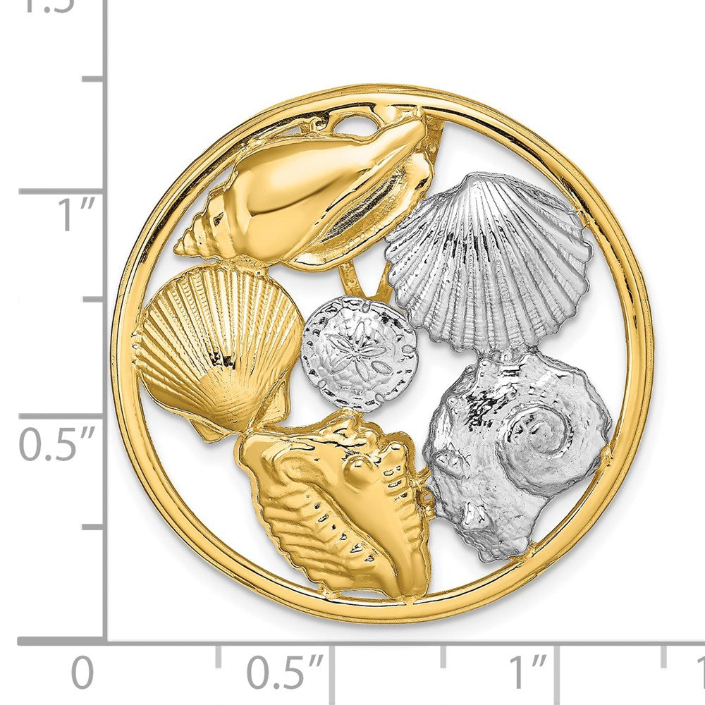 14K with White Rhodium Shell Cluster in Circle Slide