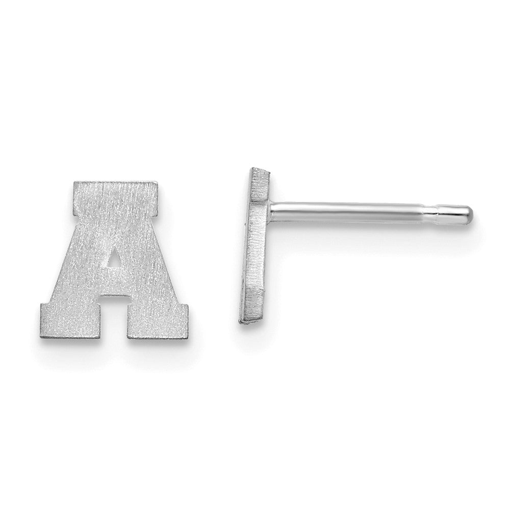 14KW Brushed  Letter A Initial Post Earrings