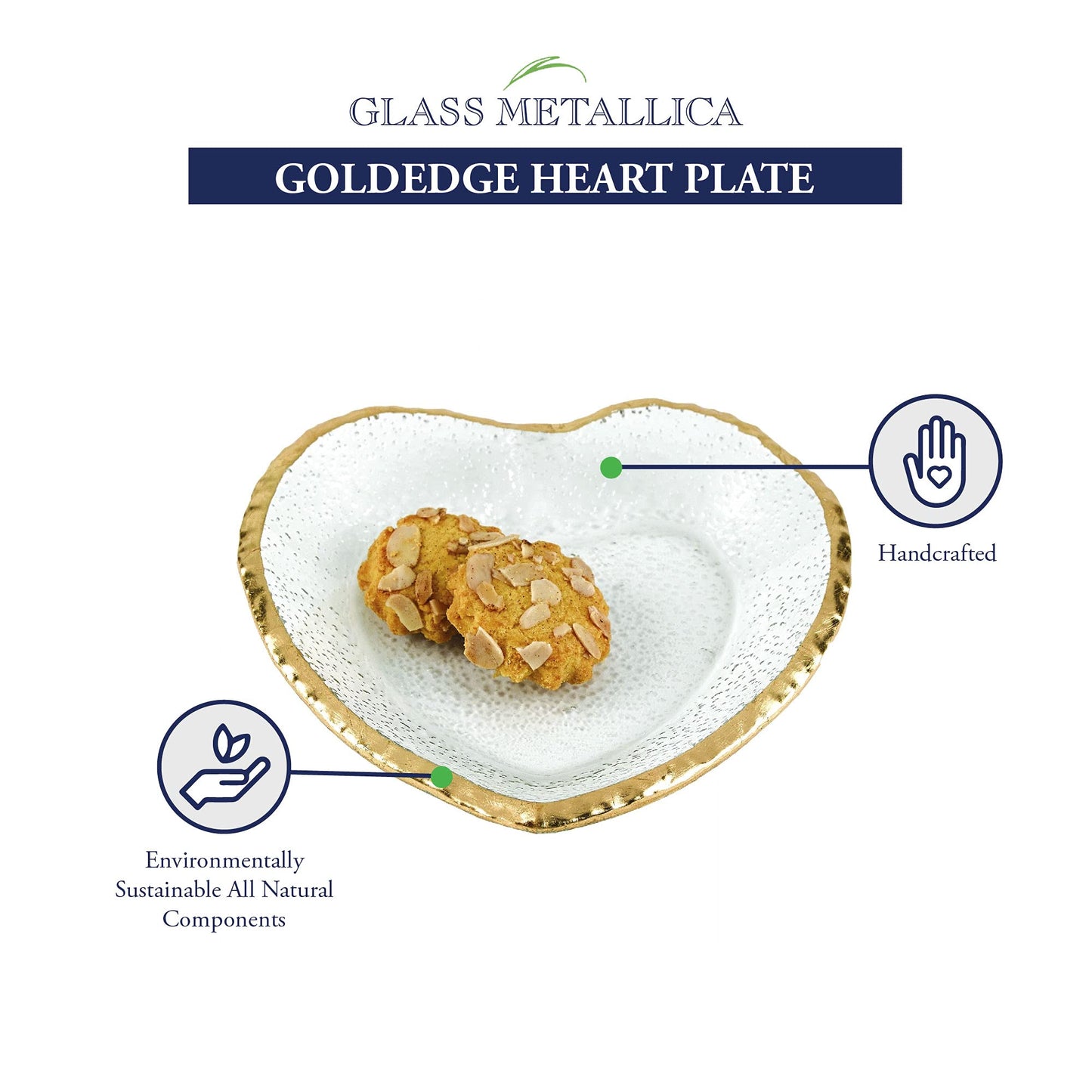 Badash Goldedge Handcrafted and Mouth Blown 7.5" Heart Plate (F3026)