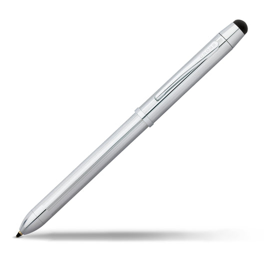 Cross Tech3+ Engraved Refillable Multi-Function Ballpoint Pen with Stylus, Medium Ballpen And Pencil, Includes Premium Gift Box - Lustrous Chrome