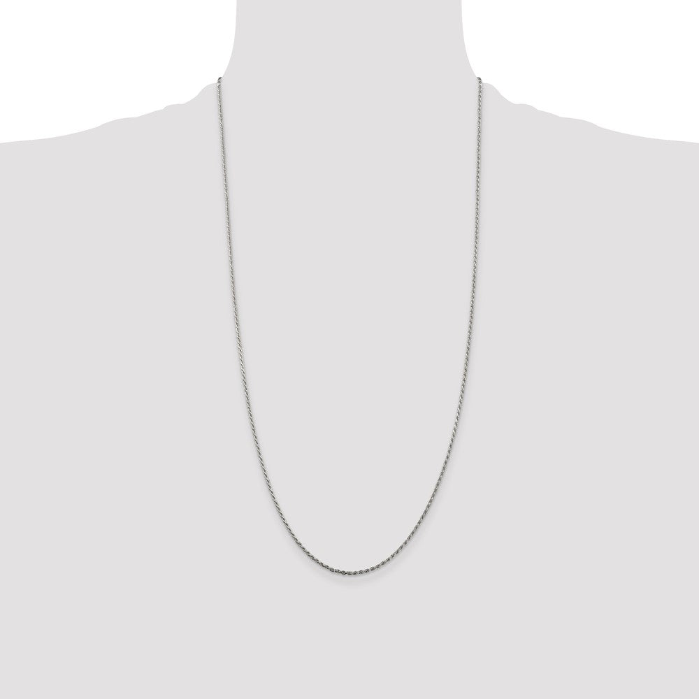 Sterling Silver 1.5mm Diamond-cut Rope Chain 28 Inches