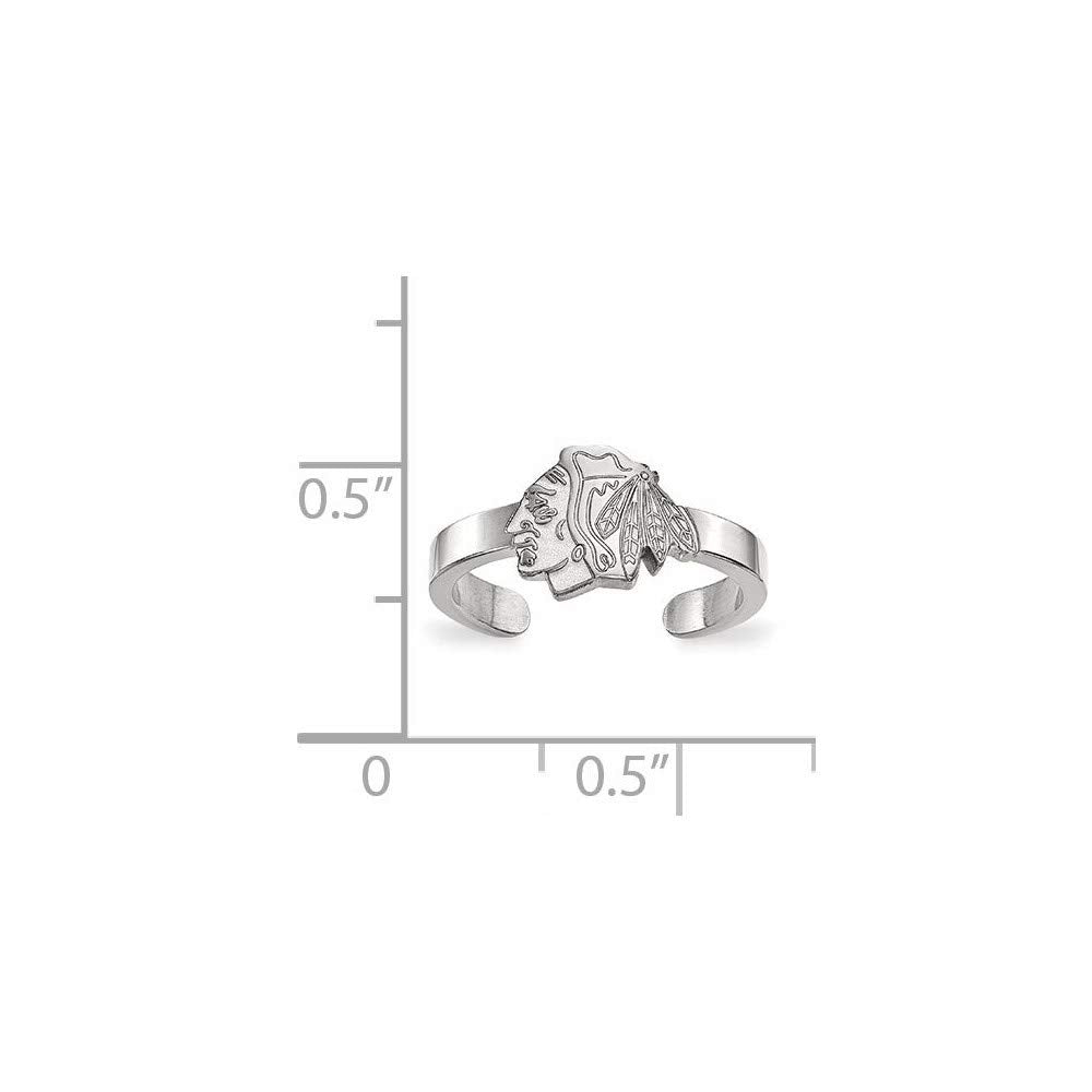 Sterling Silver NHL Hockey LogoArt Official Licensed Chicago Blackhawks Toe Ring