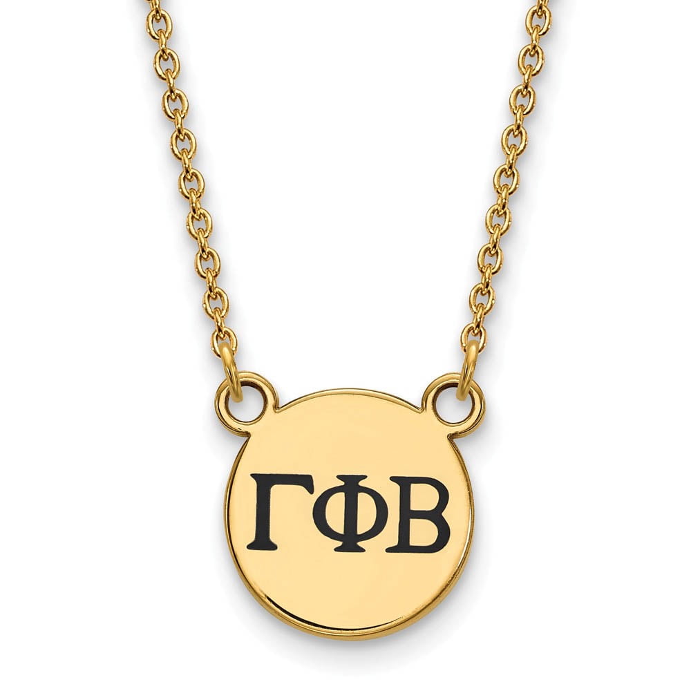 Sterling Silver w/ 14K Yellow Gold-Plated 18in Official Licensed Greek Sororities Gamma Phi Beta (???) XS Enamel Pendant w/Necklace