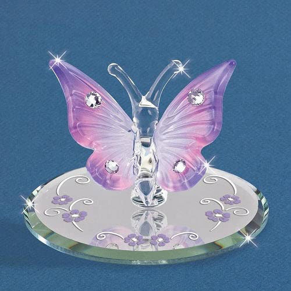 Glass Baron Small Lavender Butterfly Glass Figurine w/ Swarovski Elements