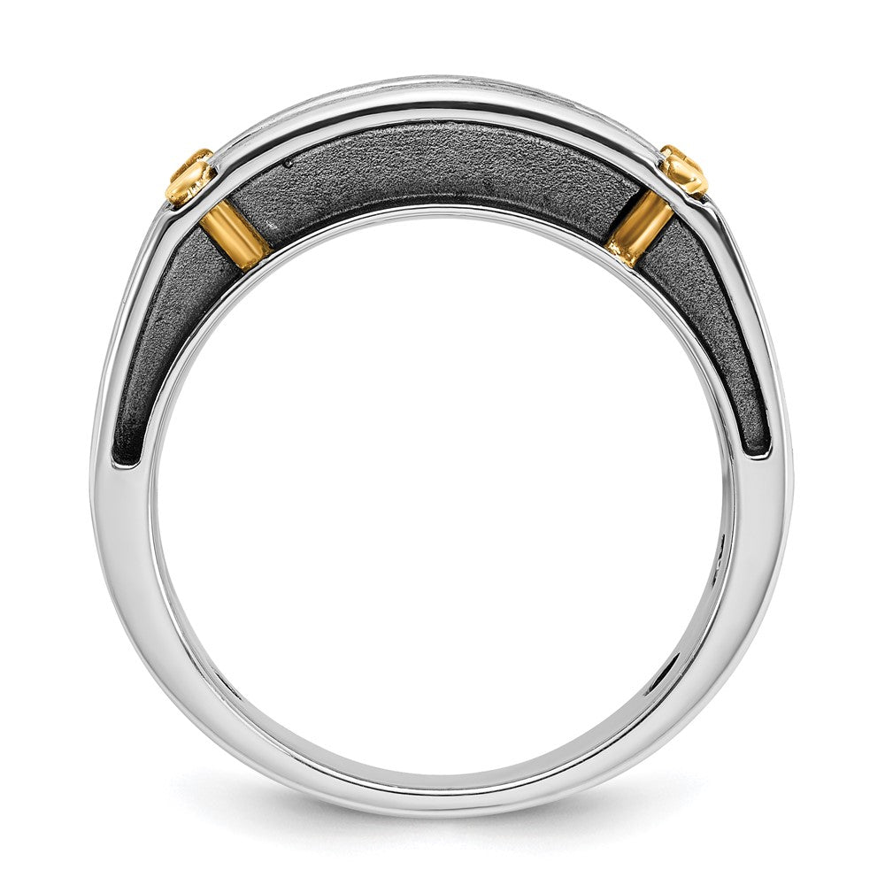 IBGoodman 14k Two-tone Men's Polished Satin and Grooved 5-Stone Ring Mounting