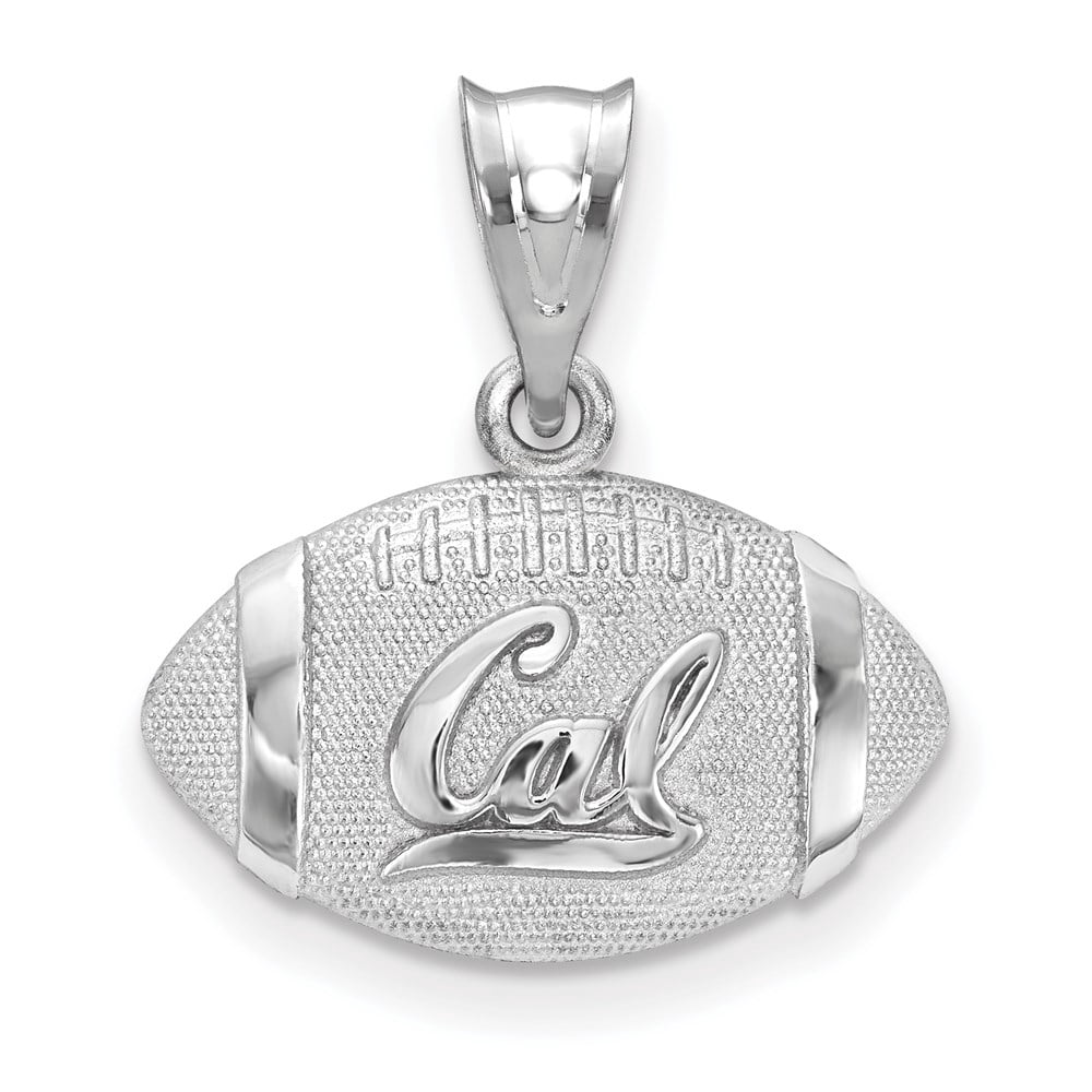 Sterling Silver Rhodium-plated LogoArt University of California Berkeley Football Pendant QSS506UCB