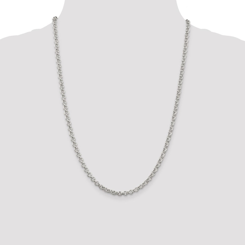 Sterling Silver 4.25mm Semi-solid Rolo Chain 24 Inches