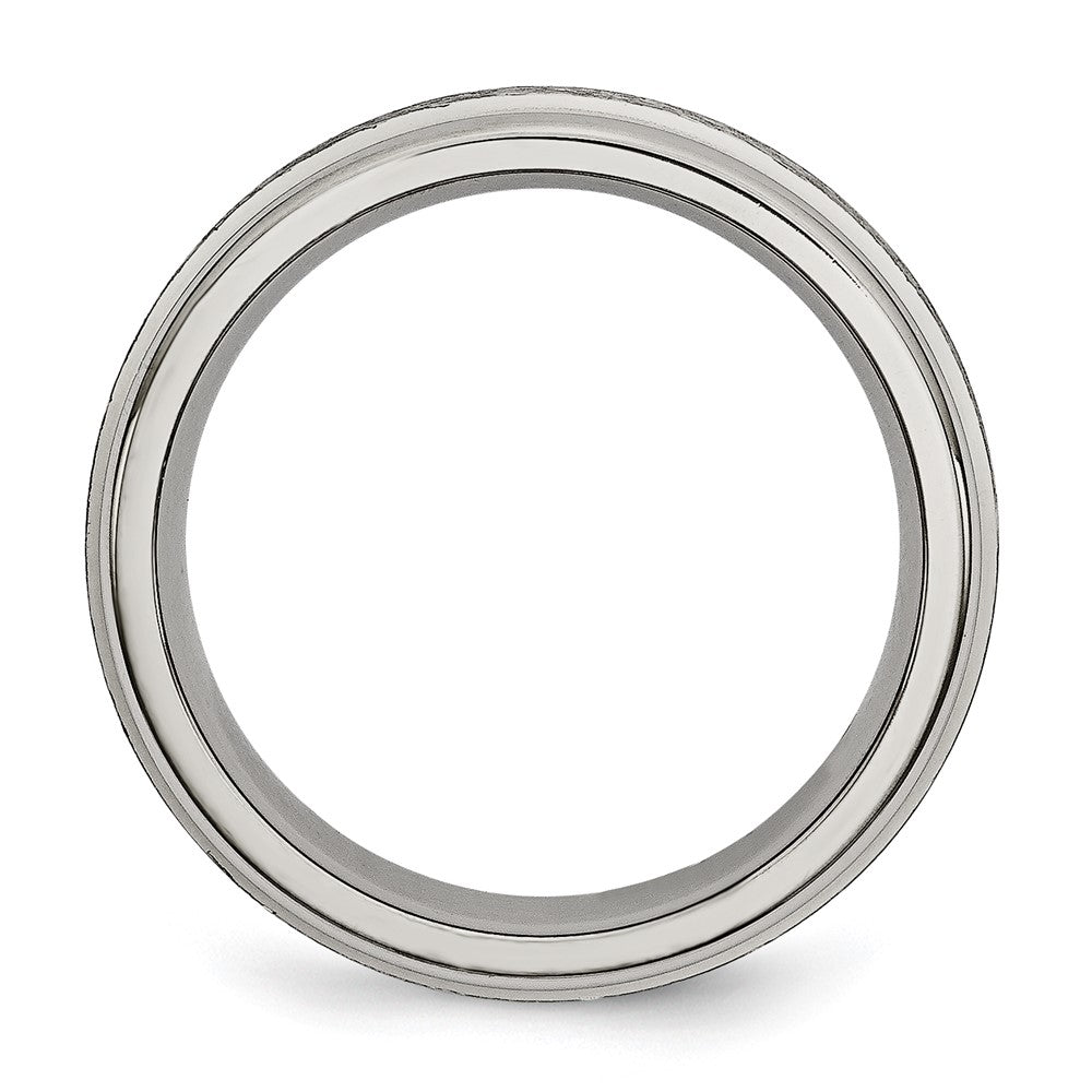Titanium Brushed and Polished 6mm Grooved Edge Band Size - 9