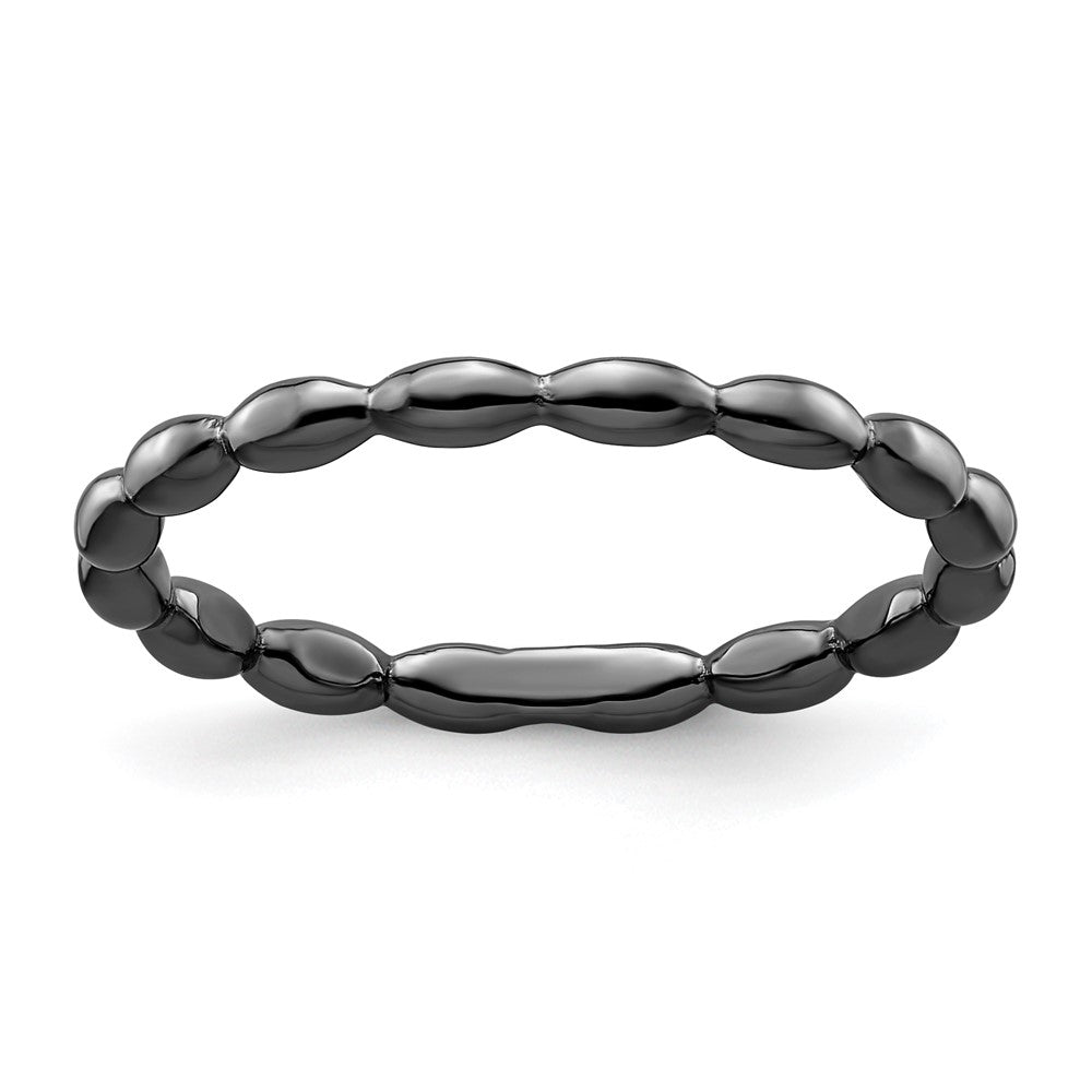 Sterling Silver Stackable Expressions Black-plated Rice Ring Size -7