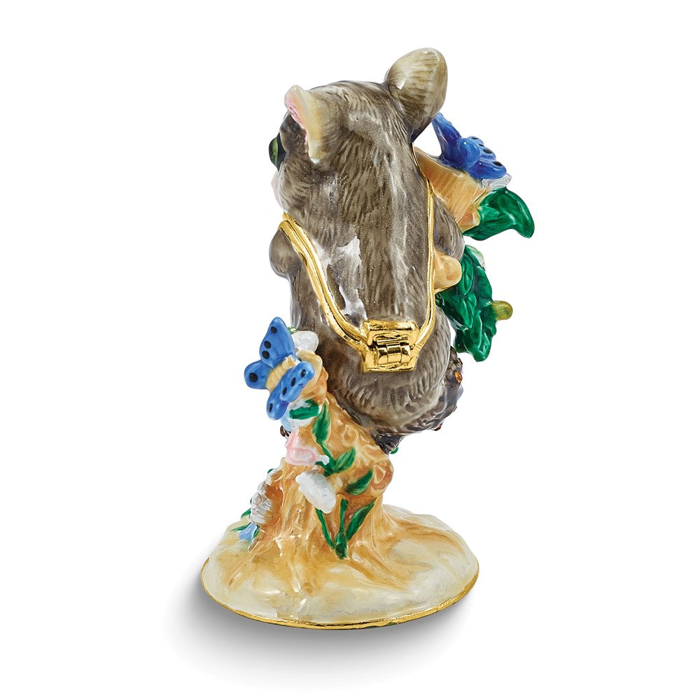Luxury Giftware by Jere Bejeweled GRACE THE GLIDER Sugar Glider with Flowers Trinket Box with Matching 18 inch Necklace