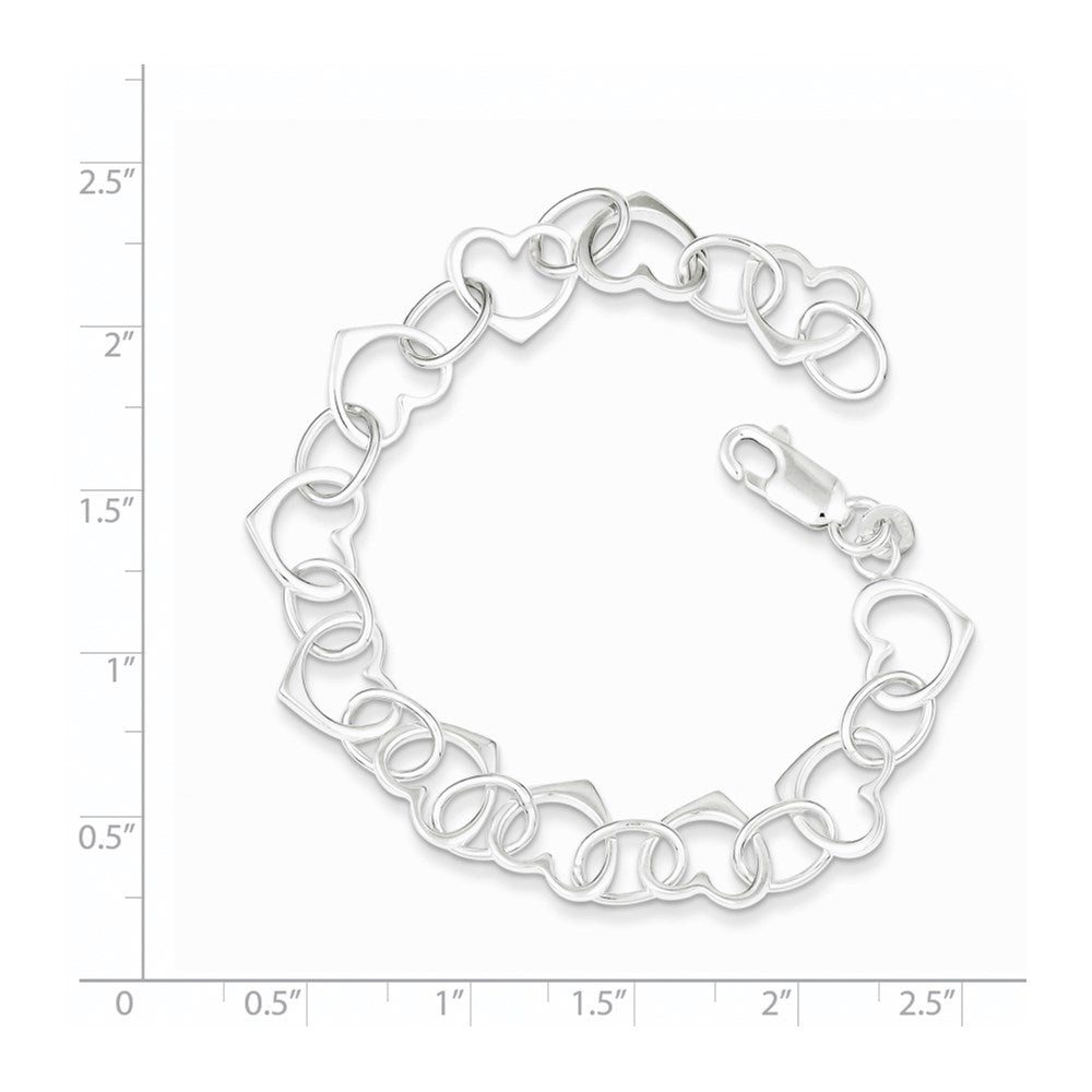Sterling Silver Heart Link Bracelet 7 inches