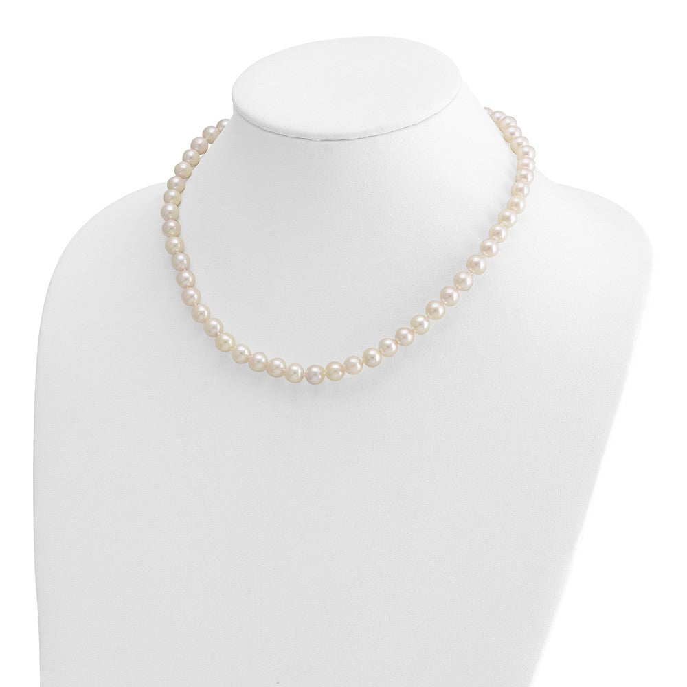14k 7-8mm White Round Akoya Saltwater Cultured Pearl 18 inch Necklace