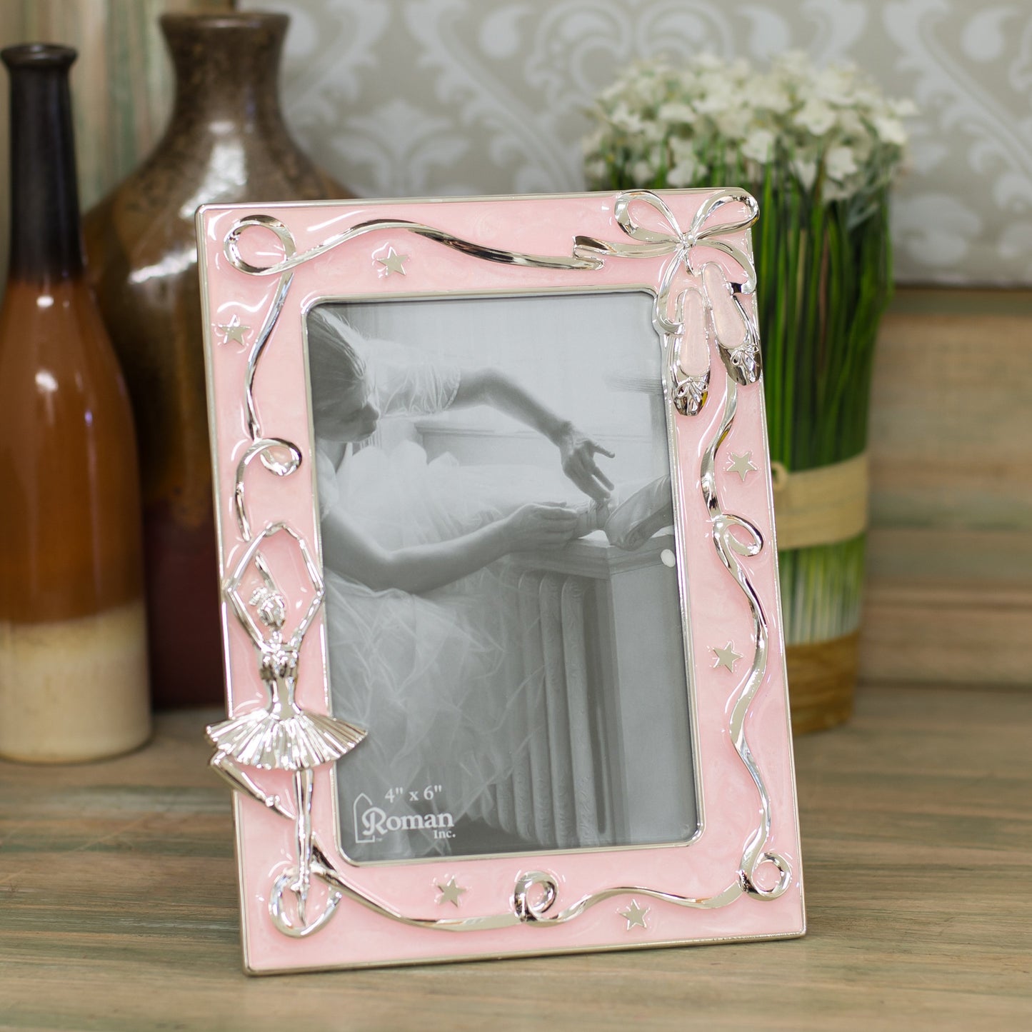 Ballerina Ballet Pink Ribbon 7.5 x 6 inch Zinc Alloy Table Top Picture Frame