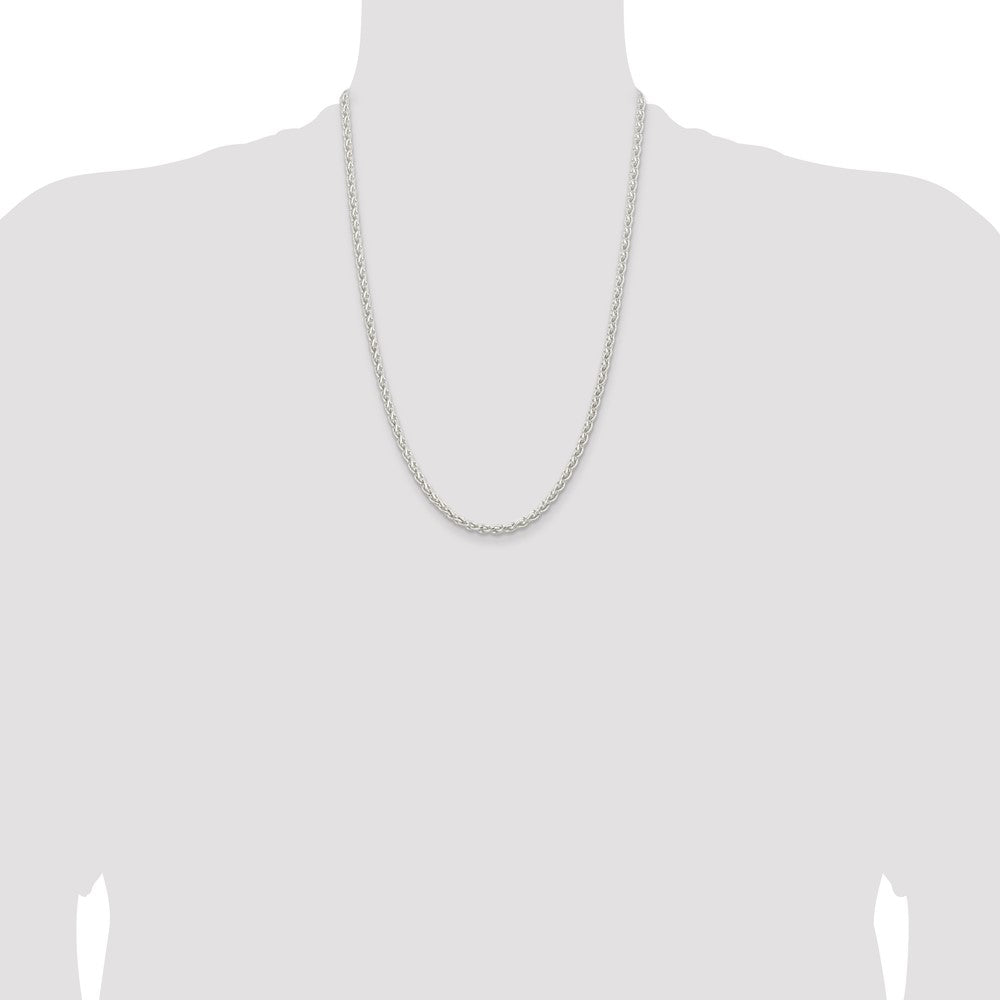 Sterling Silver 3.7mm Round Spiga Chain 24 Inches