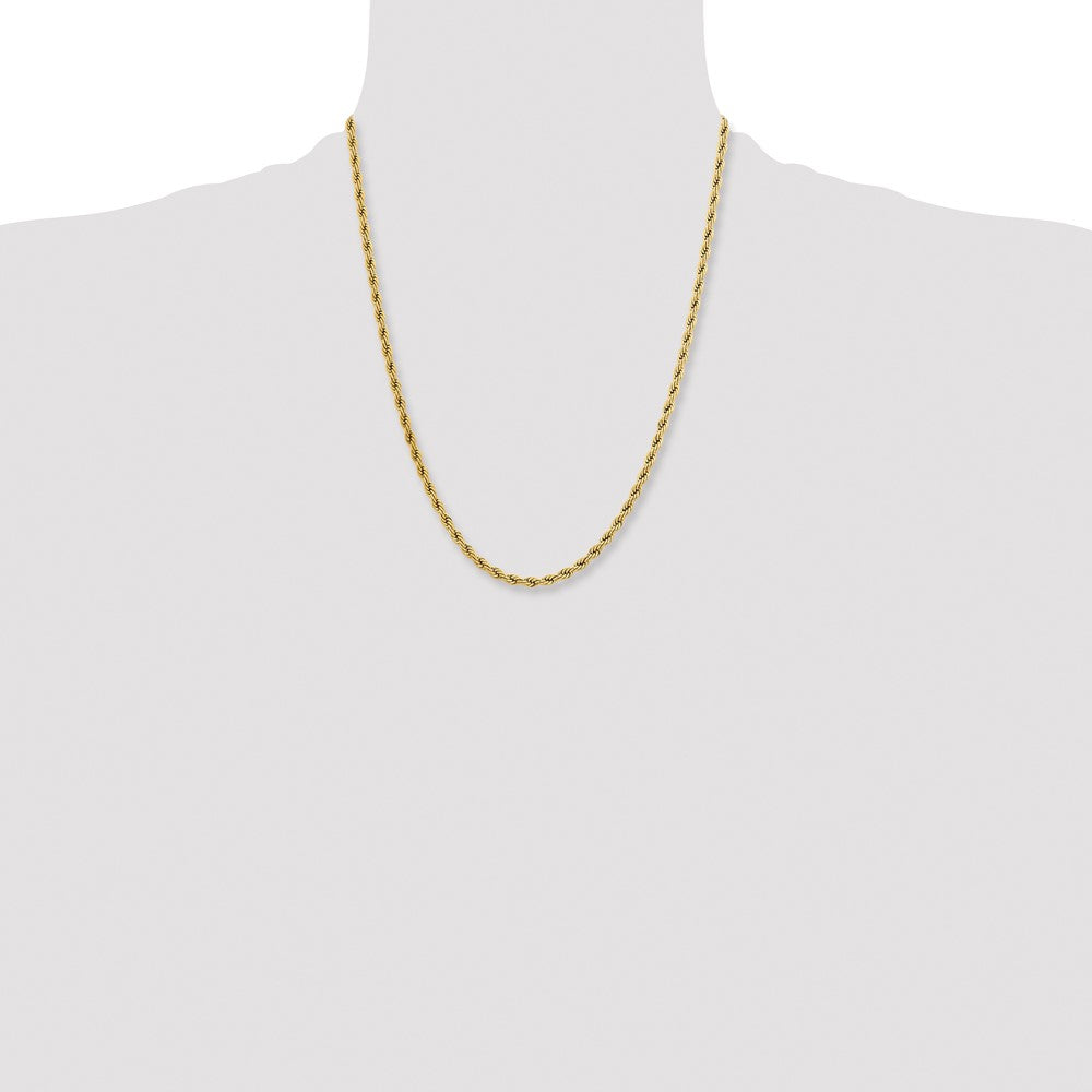 Stainless Steel Polished Yellow IP-plated 4mm 22 inch Rope Chain
