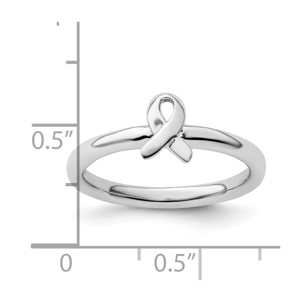 Sterling Silver Stackable Expressions Awareness Ribbon Ring Size -9