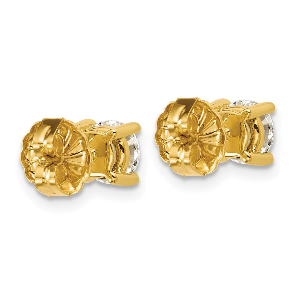 14k Yellow Gold 1 1/2 ctw Certified Lab Grown Diamond VS/SI+ G+ Round 4 Prong Heavy Wt. Stud Earrings