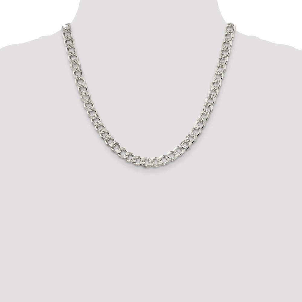 Sterling Silver 8.3mm Pav‚ Curb Chain 20 Inches