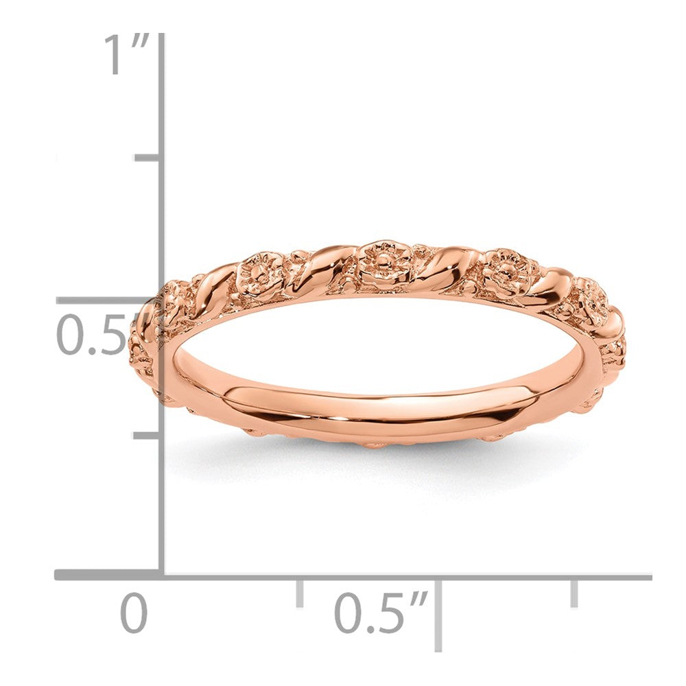 Sterling Silver Stackable Expressions Rose Gold-plated Flower Ring
