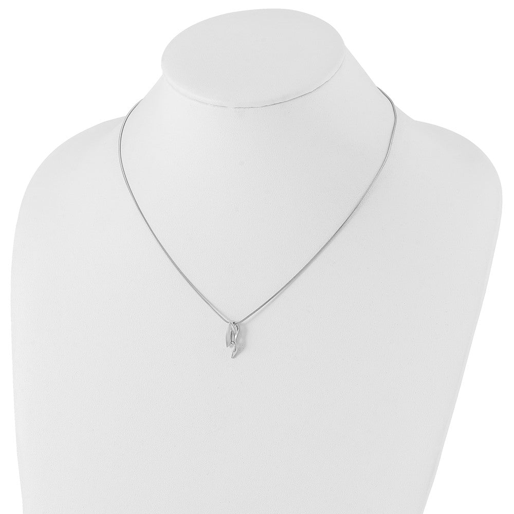 White Ice Sterling Silver Rhodium-plated Satin and Polished 18 Inch Diamond Necklace with 2 Inch Extender 18 Inches