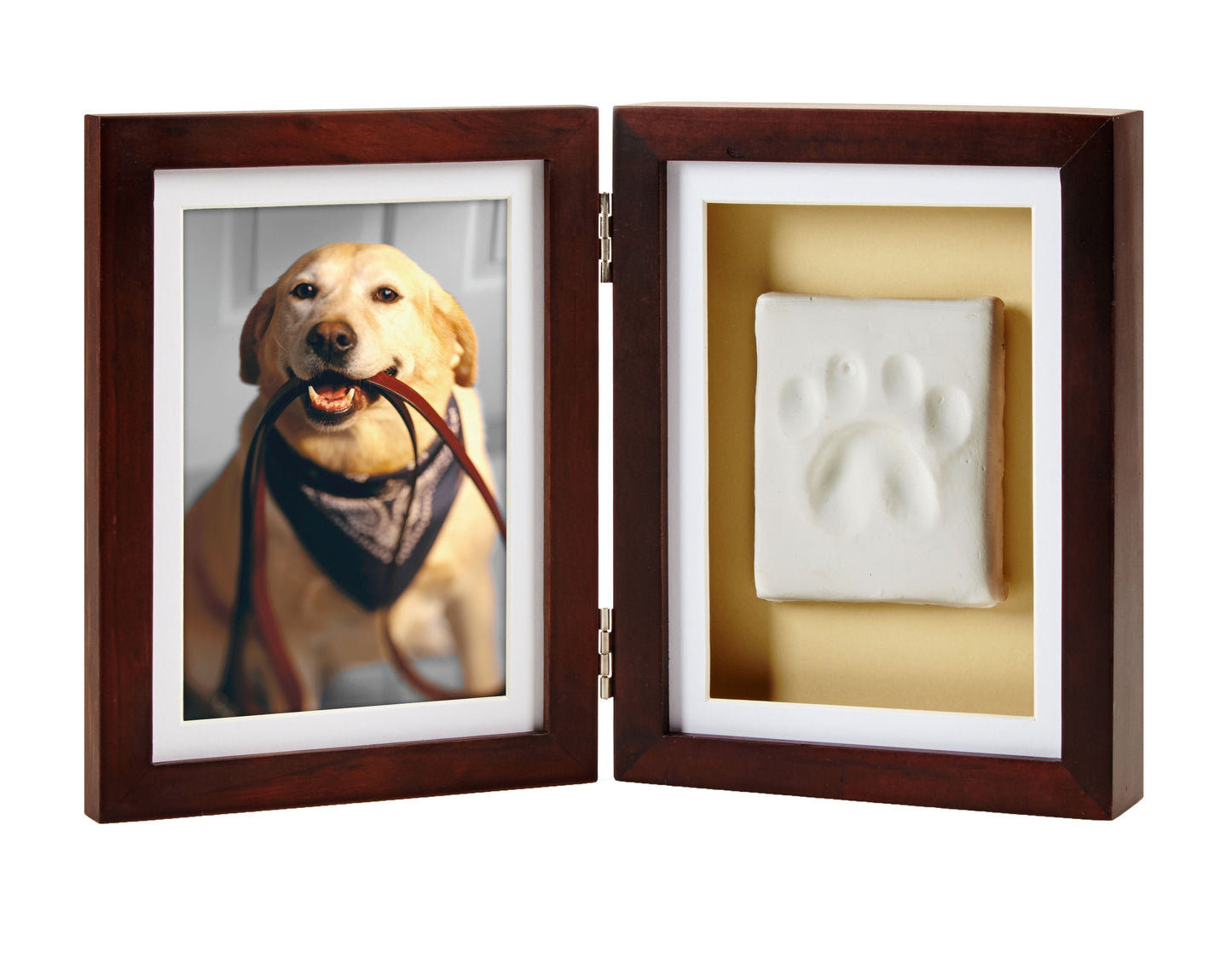 Pearhead Pet Pawprints Wood Tabletop Picture Frame Kit for Dogs and Cats, Brown, 4" x 6"