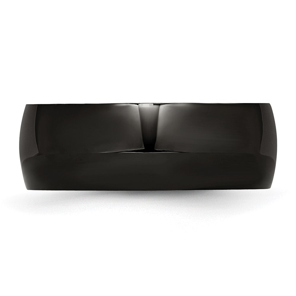 Stainless Steel 8mm Black IP-plated Polished Band Size - 8.5