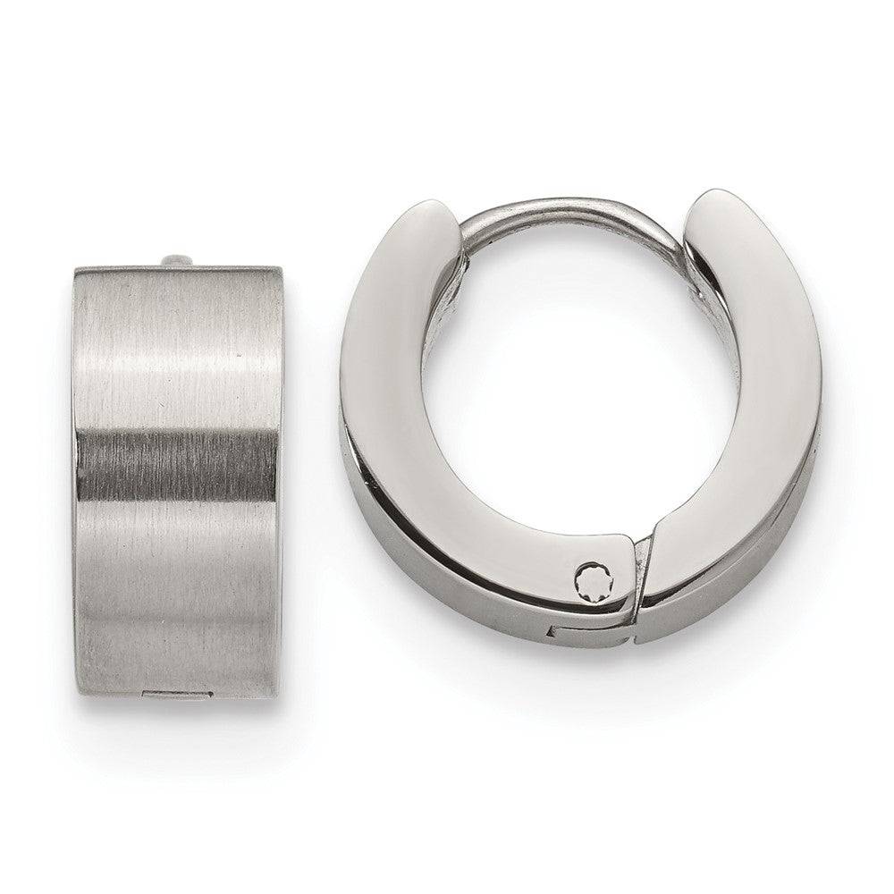 Stainless Steel Brushed and Polished 6mm Hinged Hoop Earrings