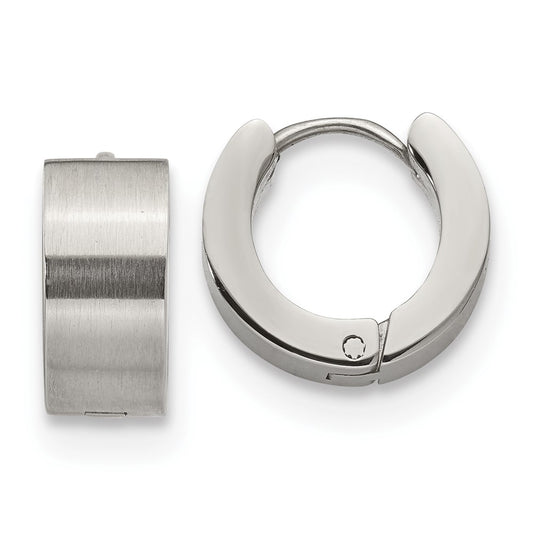 Stainless Steel Brushed and Polished 6mm Hinged Hoop Earrings