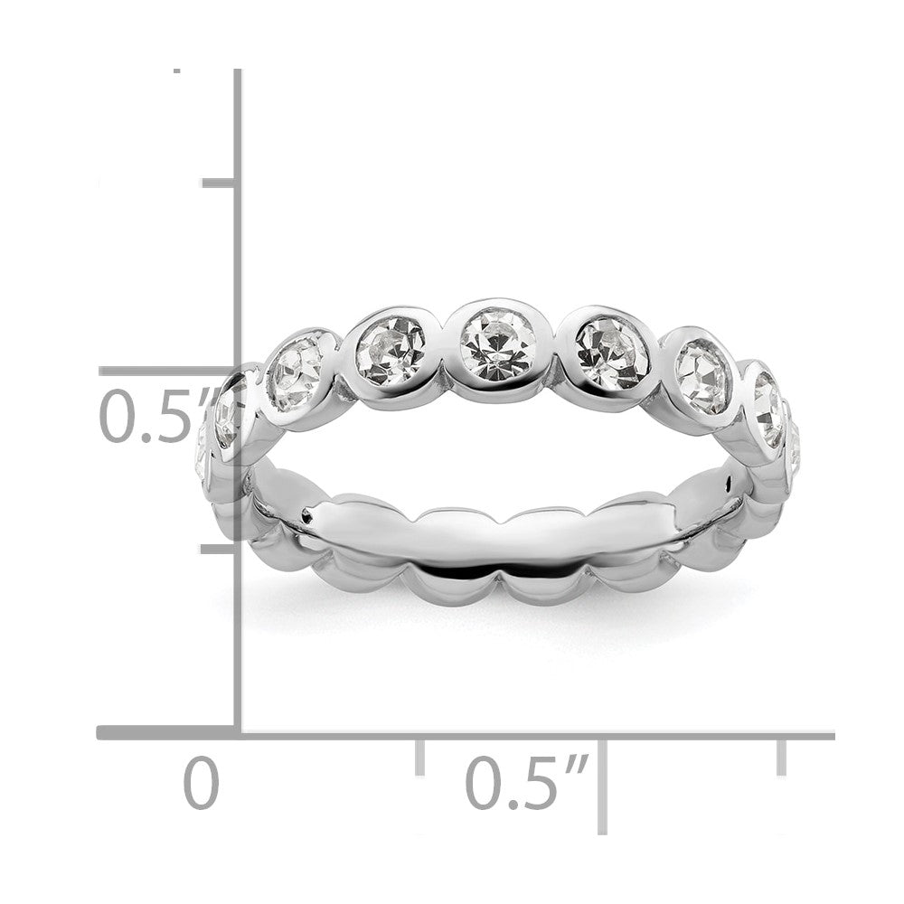 Sterling Silver Stackable Expressions April Crystal Ring Size -10