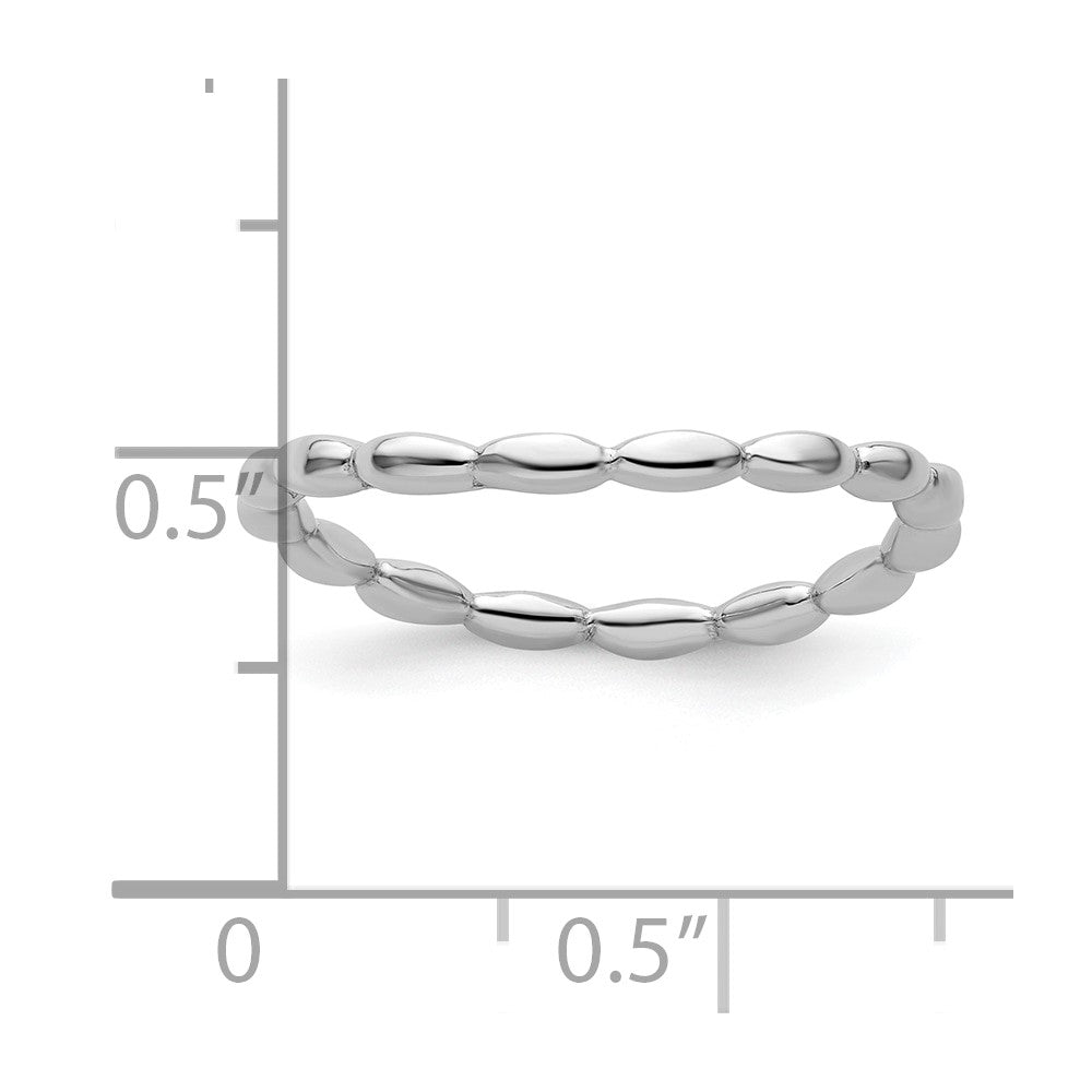 Sterling Silver Stackable Expressions Polished Rhodium-plate Wave Ring Size -7