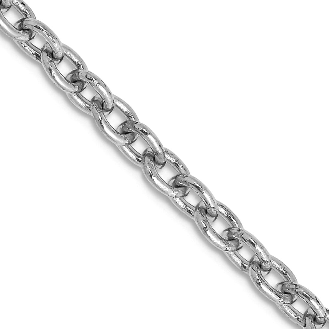 14K White Gold 16 inch 3.2mm Round Open Link Cable with Lobster Clasp Chain