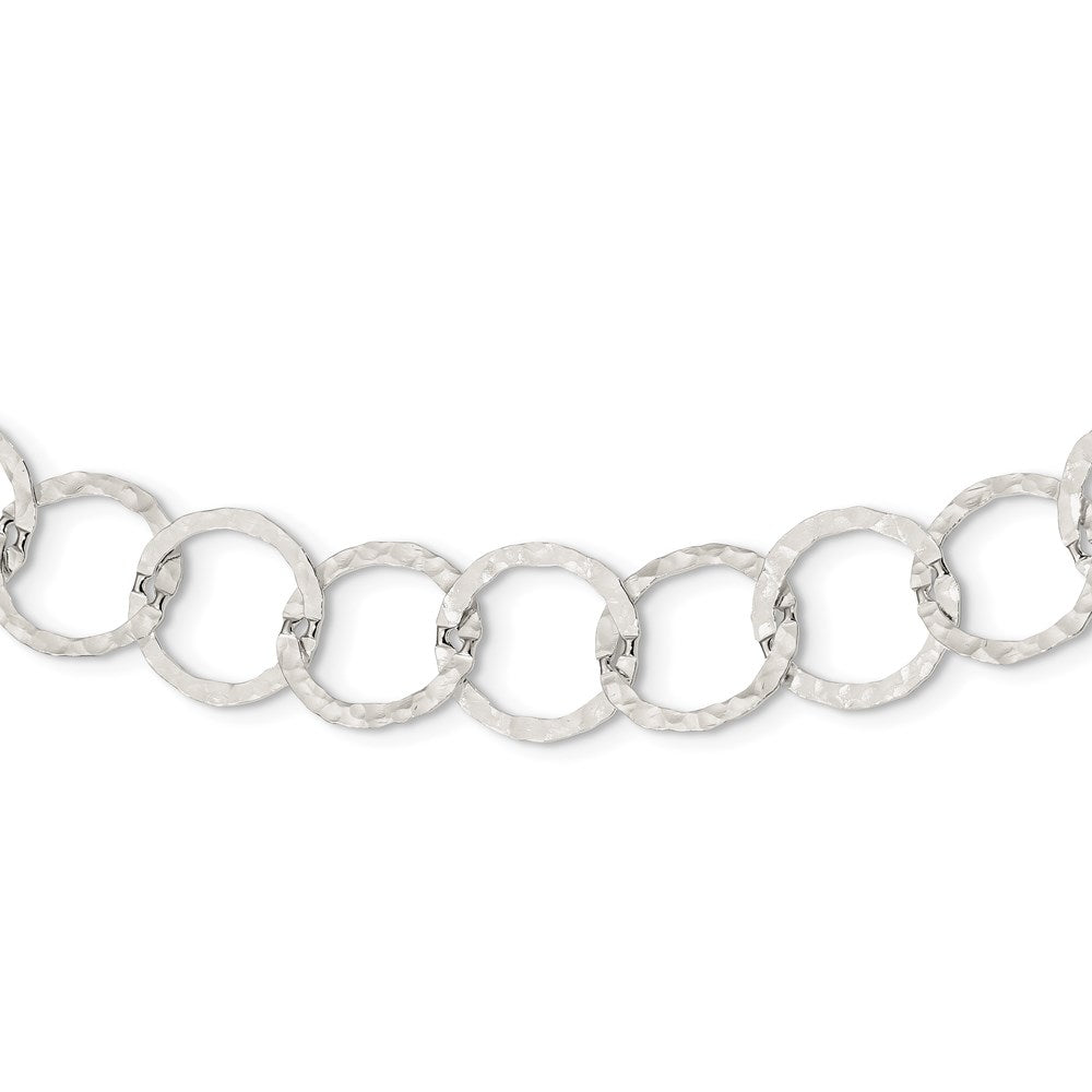 Sterling Silver Fancy Hammered Necklace 18 Inches