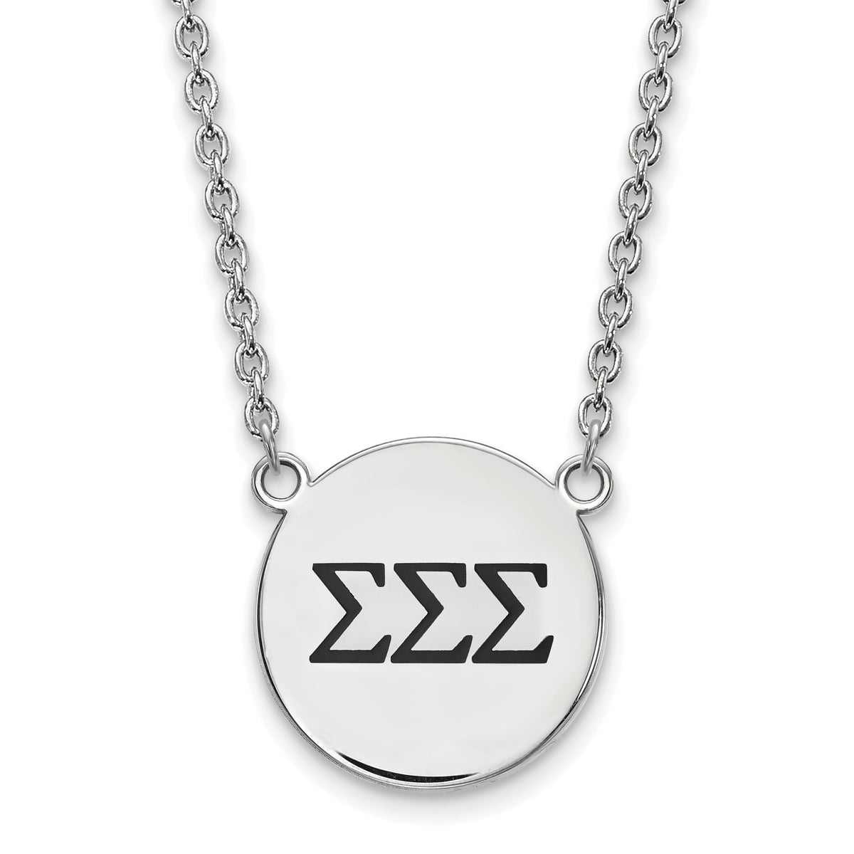 Sterling Silver 18in Official Licensed Greek Sororities Sigma Sigma Sigma (???) Small Enamel Pendant w/Necklace