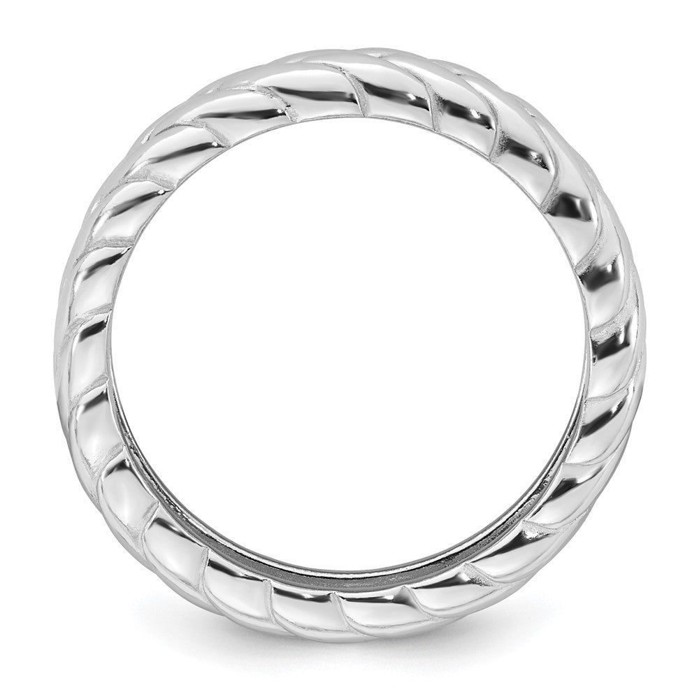 Sterling Silver Rhodium-plated Polished and Braided 5.00mm Band Size 8 Ring