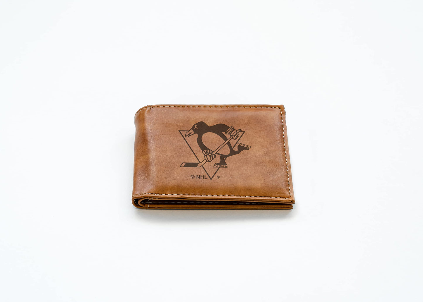 4" Brown NHL Pittsburgh Penguins Engraved Billfold Wallet