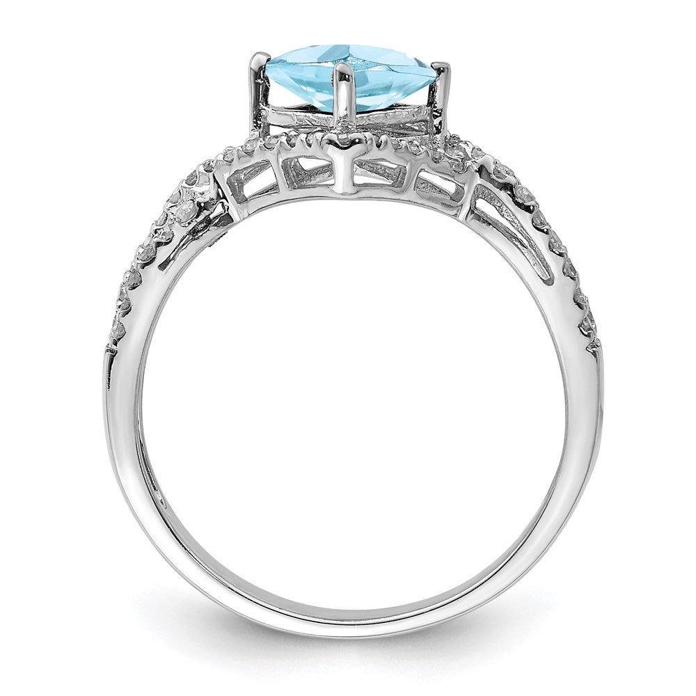 Sterling Silver Rhodium Diam. & Sky Blue Topaz Ring