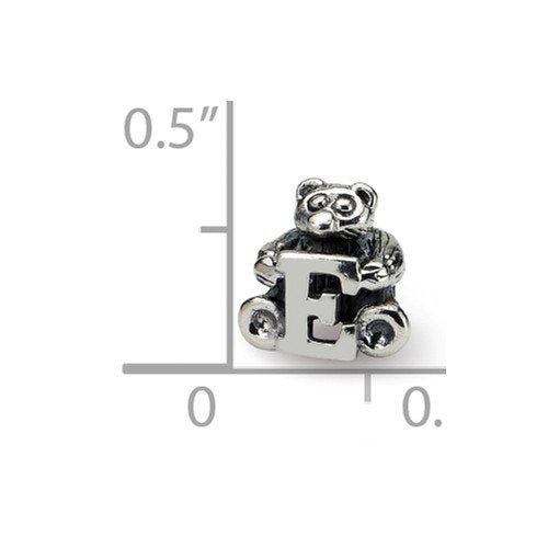 925 Sterling Silver Artisan Oxidized Reflections Letter Name Personalized Monogram Initial E Bead Charm 7.27x7.27mm Wide