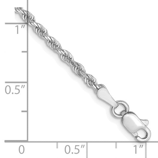 10k White Gold 2.5mm Diamond-Cut Rope Chain