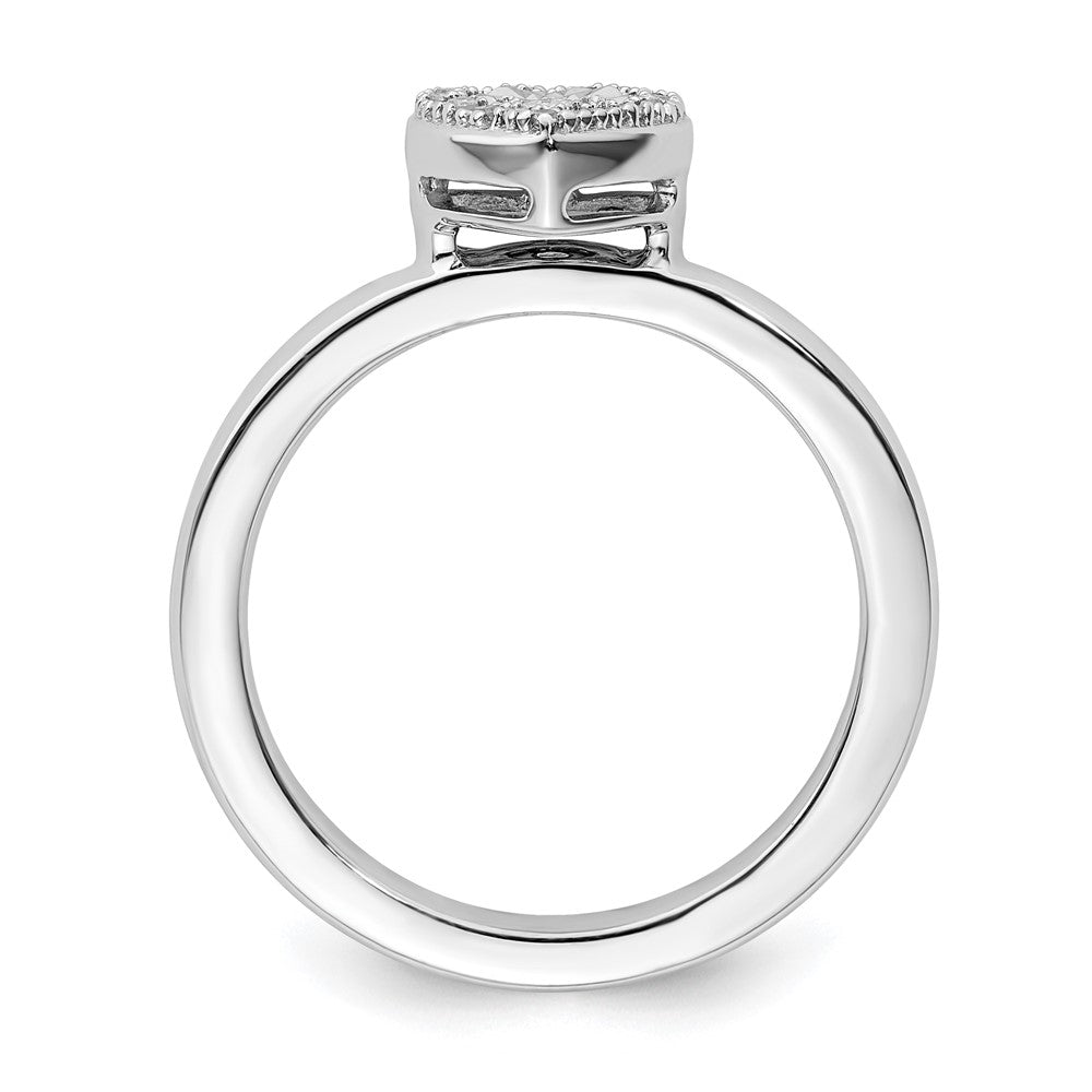 Sterling Silver Stackable Expressions Heart Diamond Ring Size -10