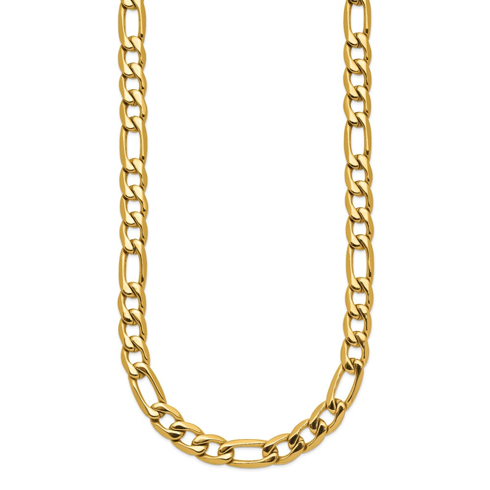 Stainless Steel Polished Yellow IP-plated 7.50mm Figaro 23.5in Necklace