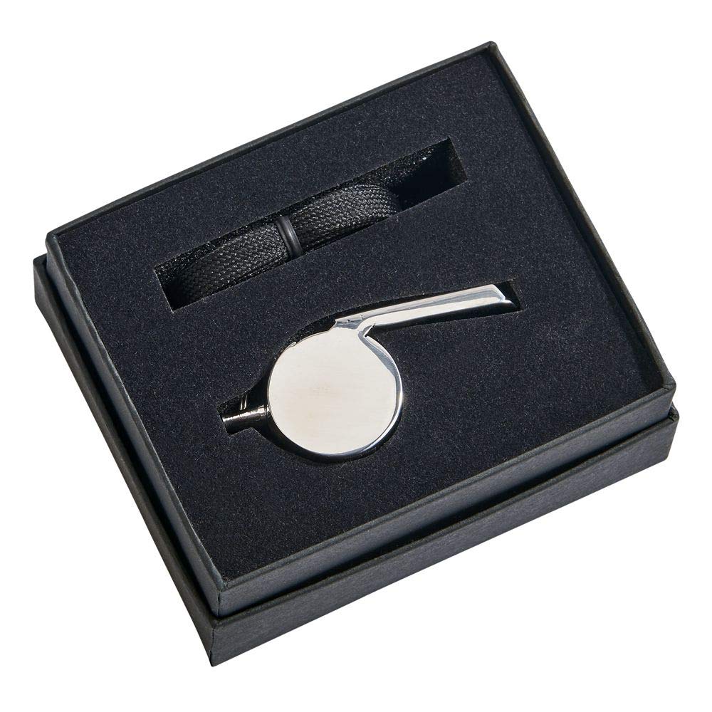 Creative Gifts International 002846 2.25 x 1 in. Stainless Steel Coach Whistle with Lanyard - Silver