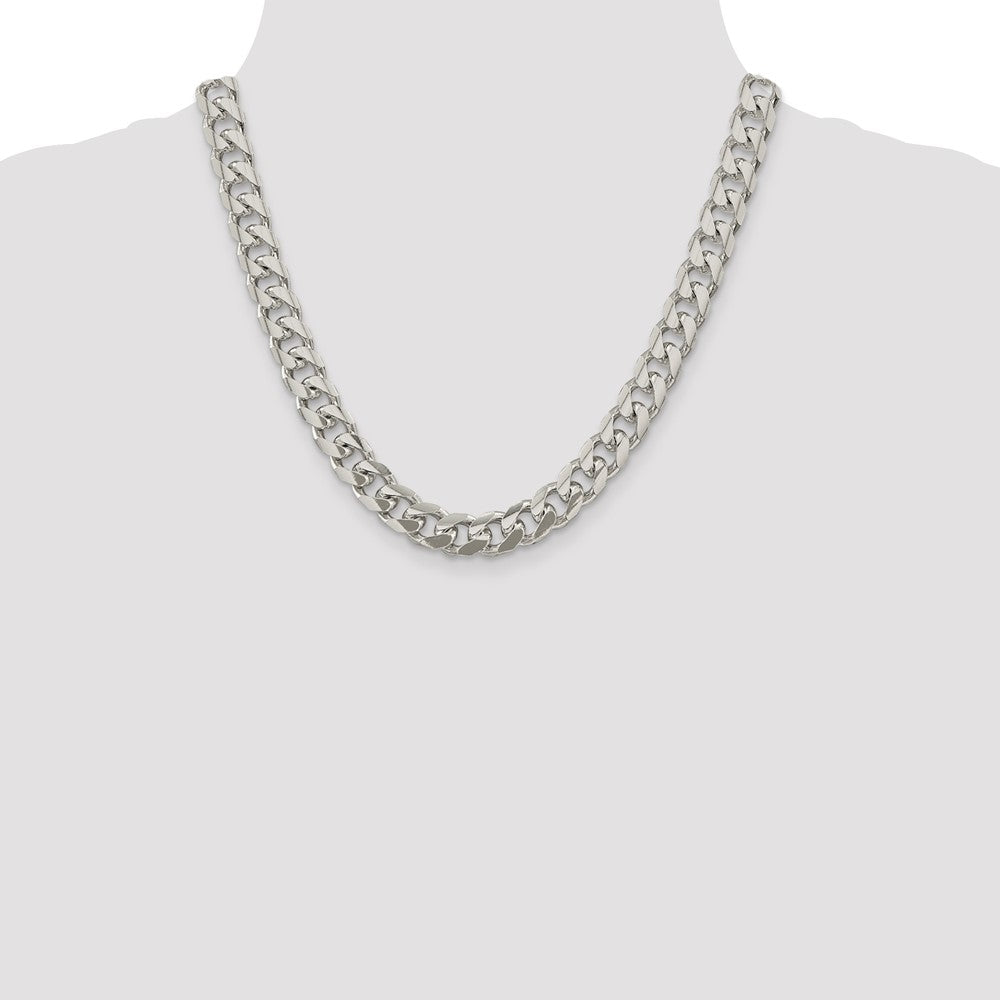 Sterling Silver 10.5mm Domed w/ Side D/C Curb Chain 20 Inches